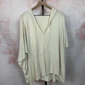 AMERICAN ROSE beige poncho top size M/L hoodie knit boho v-neck